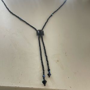 Long black beaded necklace